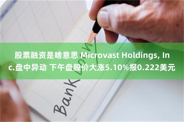 股票融资是啥意思 Microvast Holdings, Inc.盘中异动 下午盘股价大涨5.10%报0.222美元