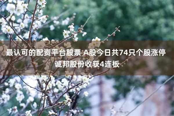 最认可的配资平台股票 A股今日共74只个股涨停 诚邦股份收获4连板