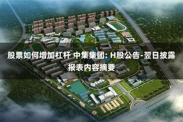 股票如何增加杠杆 中集集团: H股公告-翌日披露报表内容摘要